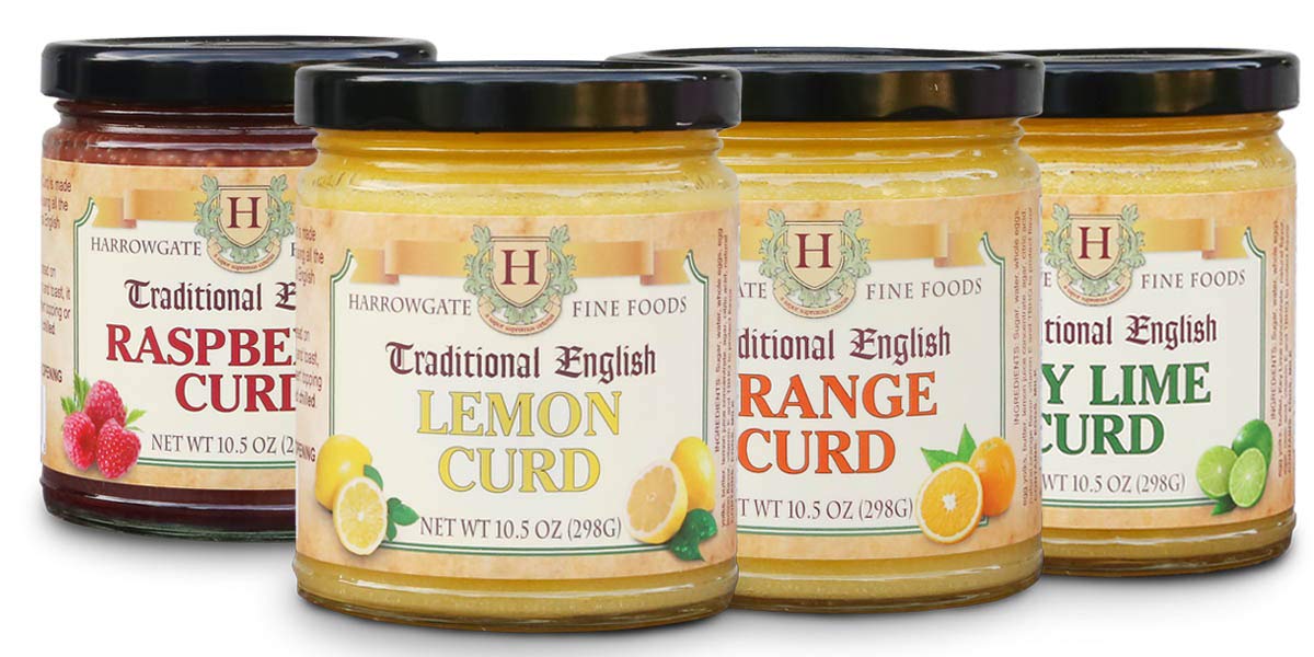 Harrowgate Traditional English Curds - 4 pack variety - Lemon, Orange, Key Lime, Raspberry