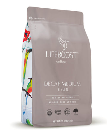 Lifeboost Coffee Medium Decaf Coffee Beans - Swiss Water Decaf Coffee - Low Acid Organic Decaf Coffee Beans - Third Party Tested