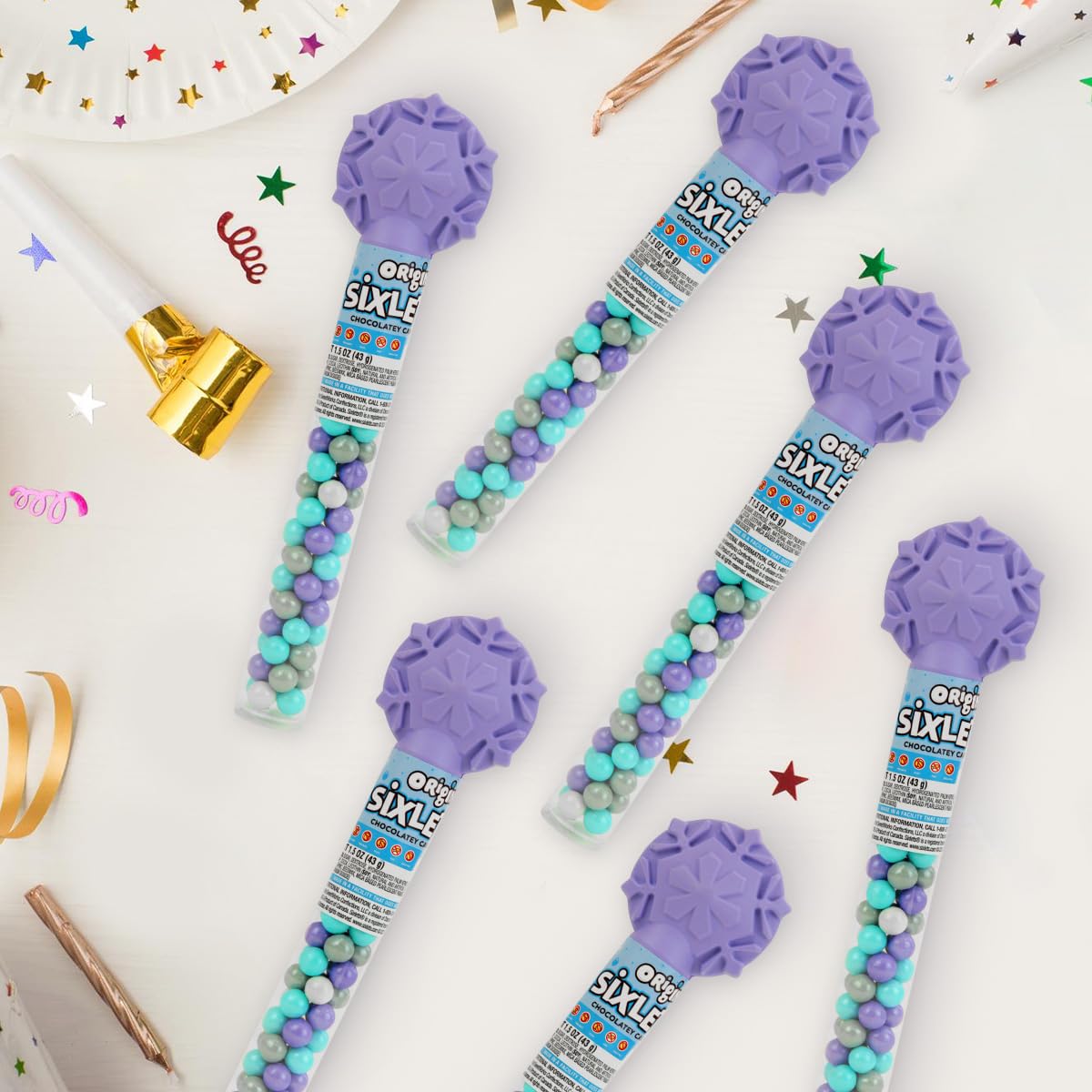 Colorful Chocolate Candy Cane - 6 Canes Of Sixletscandy For Party Favors, Gifts, Candy Buffets, Everyday Snacking, And Seasonal