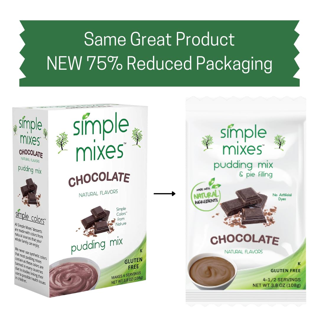 Simple Mixes Natural Instant Pudding Mix, Chocolate, 3.4 Ounce, Pack Of 6