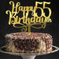Happy 00Th Birthday Cake Topper, 00 Birthday Party Cake Decorations (Acrylic Gold, 55Th)