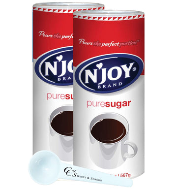 NJoy Sugar Canisters 22 Ounce (Pack of 2) 100% Pure Granulated Bulk Sugar w/CCs Sweets & Snacks Scoop