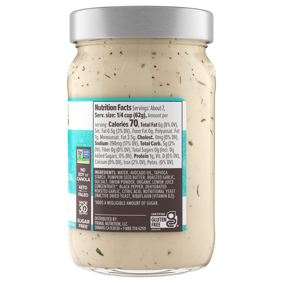 Primal Kitchen, Alfredo Sauce Avocado Oil No Dairy, 454 Gram