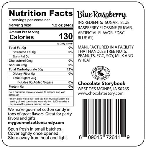 Blue Raspberry Gourmet Flavored Cotton Candy (2 Pack) – Unique Idea For Holidays, Birthdays, Gag Gifts, Party Favors