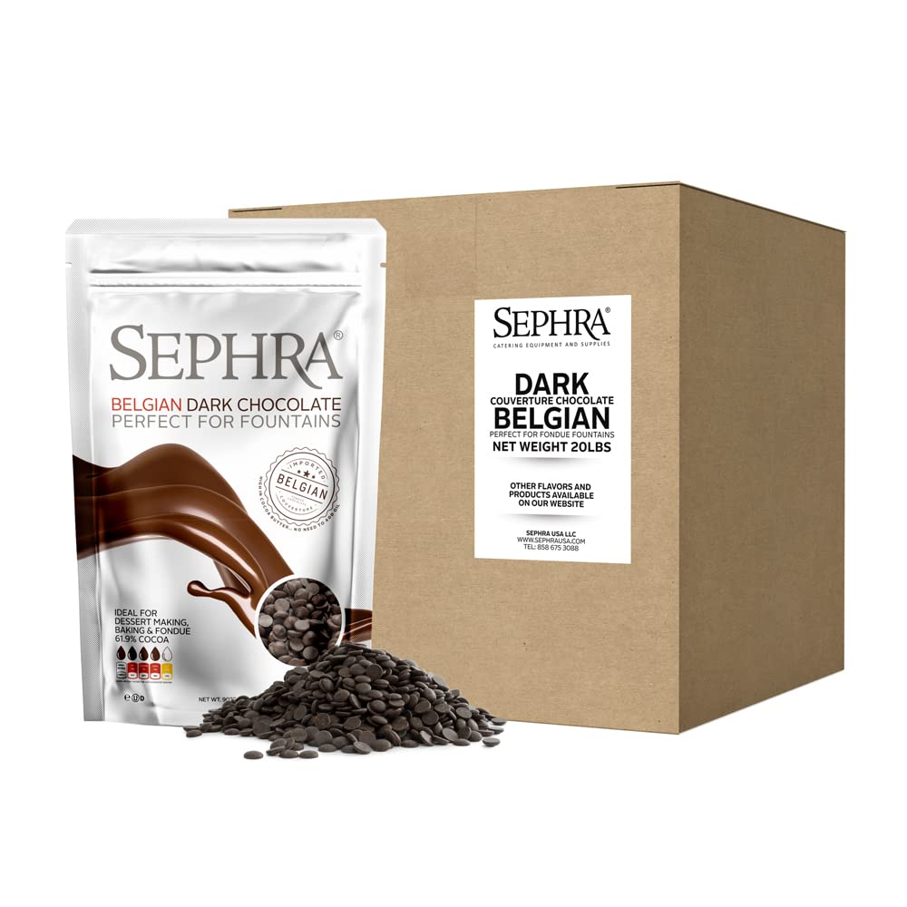 Sephra Fountain-ready Belgian Dark Chocolate 20lb Case - Ideal for Melting