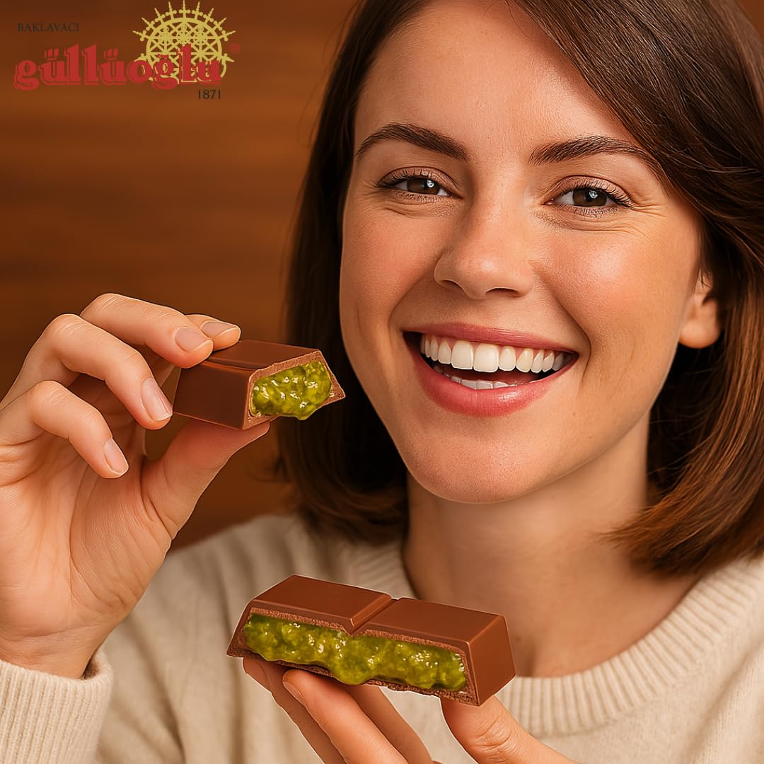 Gulluoglu Dubai Chocolate Kunafa Pistachio - (The Original), 3.4 Oz - 95 Gr (Pack Of 1), Daily Fresh Shipment, Ideal Gift For Al
