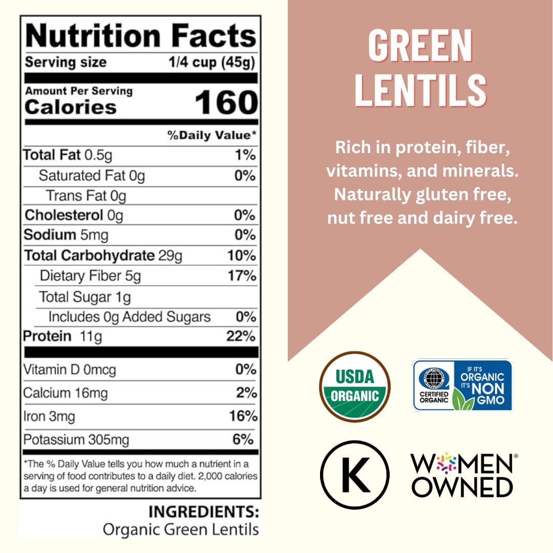 Mountain High Organics Certified Organic Green Lentils, 400 Ounce (Pack of 1) - Healthy, Nutritious Legume for Cooking and Baking