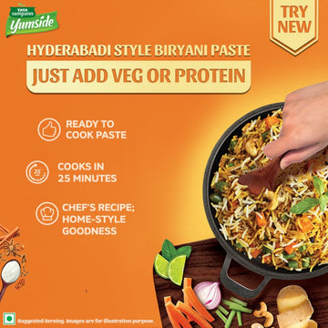 Tata Sampann Yumside Biryani Paste/Masala- Hyderabadi Style, 150G, Instant Ready To Cook, Ready In 25 Min, No Preservatives, No