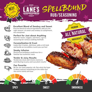 Lane's Spellbound Pork Rub Seasoning - Premium Sweet and Smoky Pork Butt Rub, Rib Rub & Chicken Rub | Deep, Rich, Smoky Flavor |