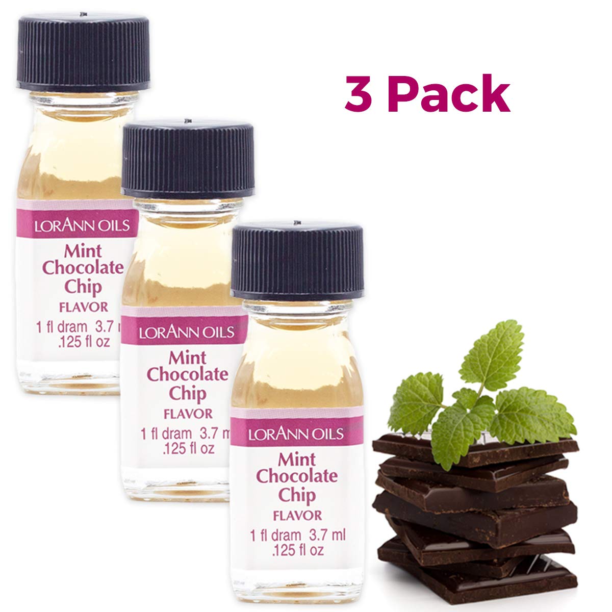 Lorann Mint Chocolate Chip Ss Flavor Flavor, 1 Dram Bottle (.0125 Fl Oz - 3.7Ml - 1 Teaspoon) - 2 Pack