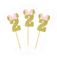 Morndew 24 Pcs Gold Pink Glitter Number 2 Cupcake Toppers For Baby Girl Second Birthday Party Wedding Party Decorations