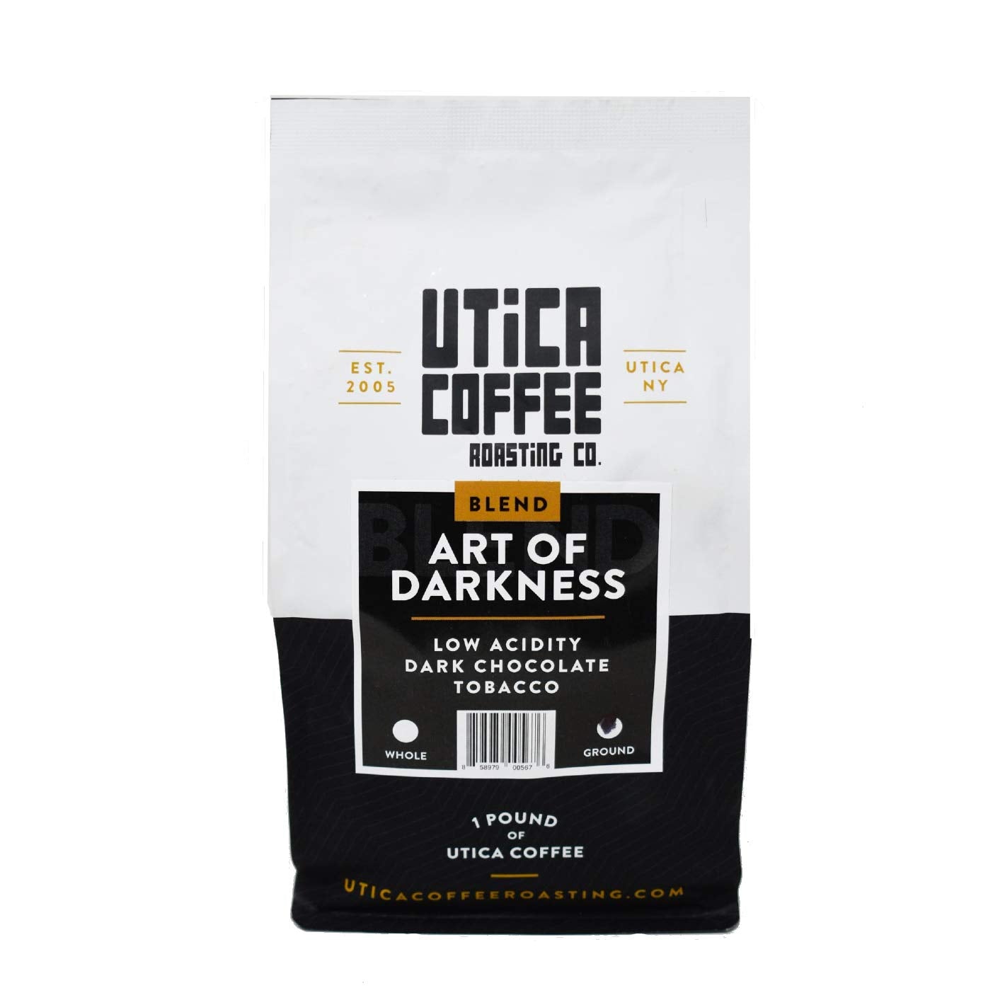 Utica Coffee Roasting Co. The Art Of Darkness | Specialty Dark Roasted Ground Coffee | 16 Oz Reclosable Bag