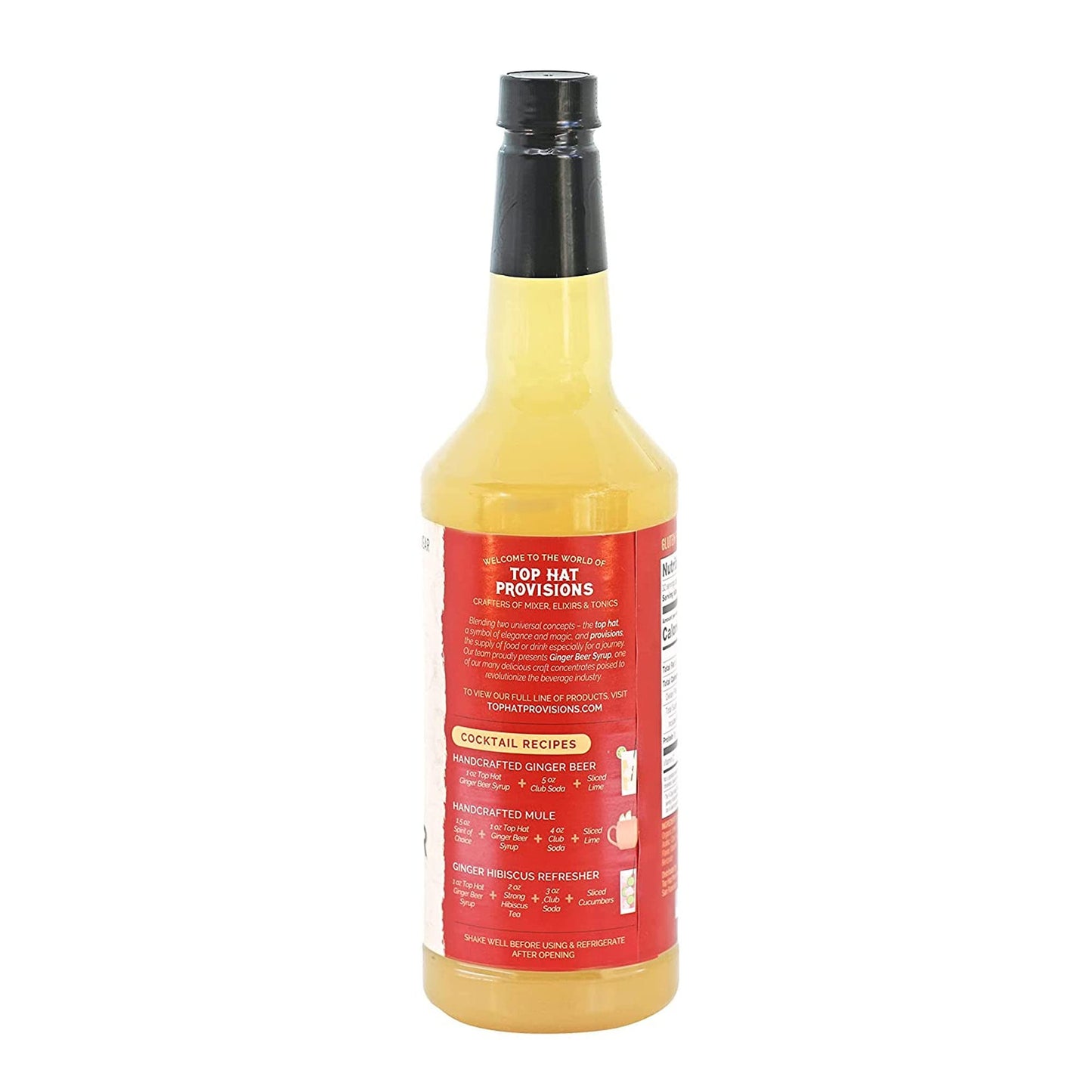 Top Hat Original Ginger Malt-Inspired Syrup - Spicy Ginger Syrup For Soda Makers - Makes 32 Craft Sodas, Cocktails, Mules Or Mocktails - Compatible With Sodastream - 32Oz Bottle