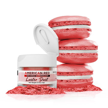 Luster Dust - American Red (4g 1x Jar) | Edible Vegan Dust & Paint for Cake Decorating, Ice Cream, Desserts, Cocktails and Bever