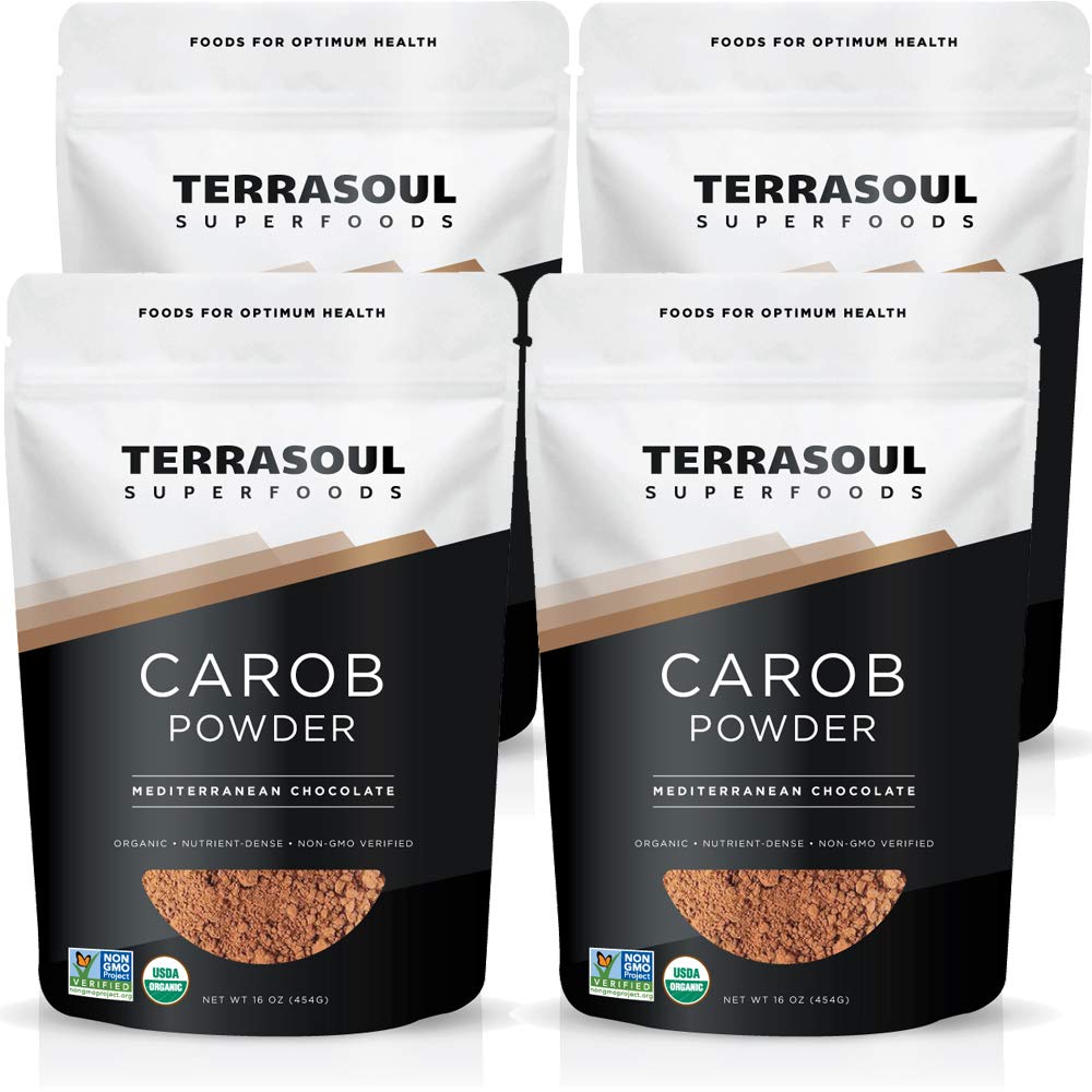 Terrasoul Superfoods Organic Carob Powder - High Fiber Cocoa Alternative, 4 Lbs (16 Ounce Pack of 4)