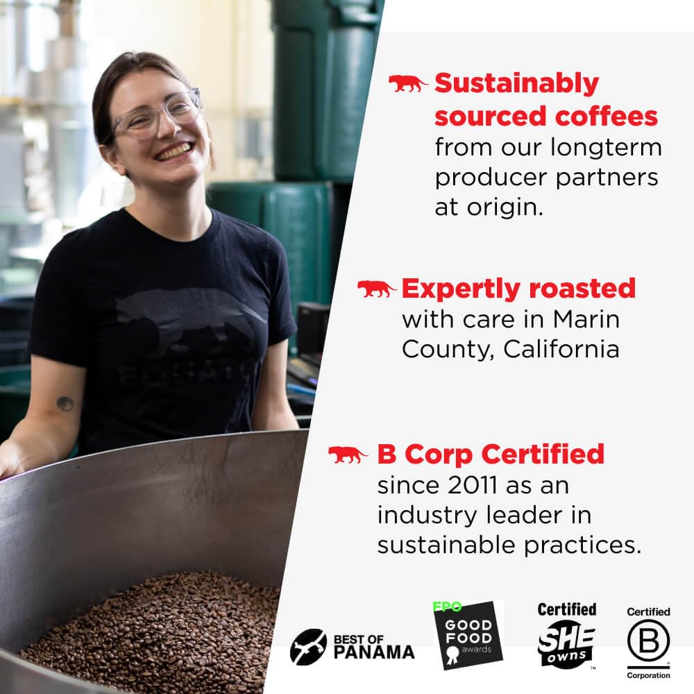 Equator Coffees, Tigerwalk Espresso, Whole Bean Coffee, Medium Roast, Fresh Roasted, Cherry, Chocolate, Strawberry And Lemon Flavor Notes, Sustainable, 10.5 Oz Bag