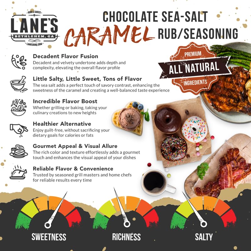 Lane'S Chocolate Sea-Salt Caramel Seasoning, All-Natural Sea Salt Caramel Chocolate Seasoning For Cake, Hot Beverages & Popcorn