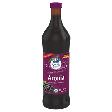 Aronia ORIGINAL Organic Aronia Berry Juice 23.7 Fl Oz (700 ml) | No Added Sugar, Not From Concentrate, 100% Pure Aronia Fruit | 