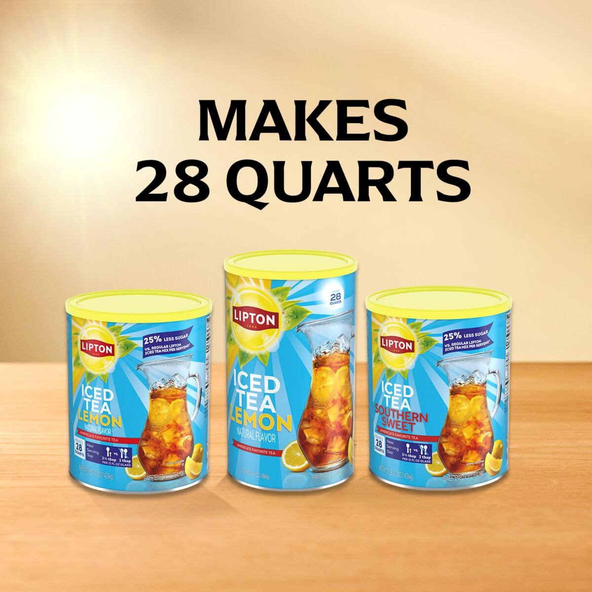 Lipton Iced Tea Mix, Lemon Sweetened Iced Tea, Makes 28 Quarts (Pack of 2)