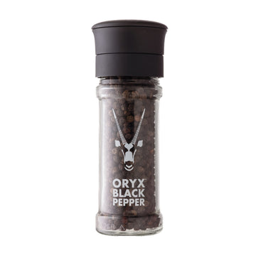 Oryx Black Pepper Grinder - 1.26Oz - Manual Refillable Grinder With Enhanced Whole Black Peppercorns From Madagascar - Perfect For Home Cooking & Gourmet Meals - Refillable Reusable +20X Grinder Head