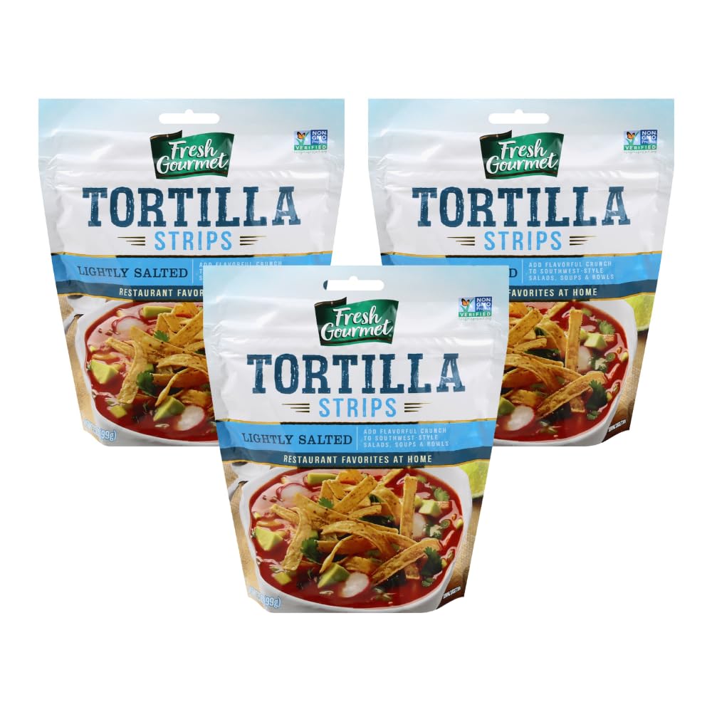 Fresh Gourmet Tortilla Strips, Lightly Salted 3.5 Ounce (Pack of 3)