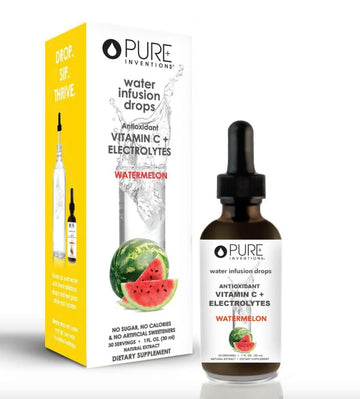 Pure Inventions Antioxidant Vitamin C Electrolytes Watermelon Drops - 1 Fl Oz - No Sugar, No Calories, 30 Servings