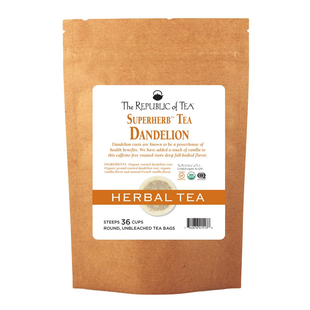 The Republic of Tea Organic Dandelion SuperHerb Tea, 36 Herbal Tea Bags, Naturally Caffeine-Free, 36 Count
