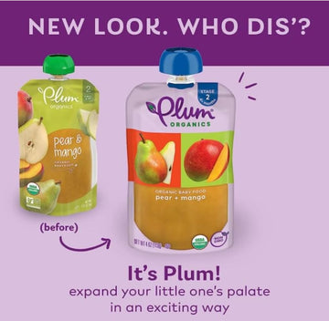 Plum Organics Stage 2 Organic Baby Food - Pear And Mango - 4 Oz Pouch (Pack Of 12) - Organic Fruit And Vegetable Baby Food Pouch