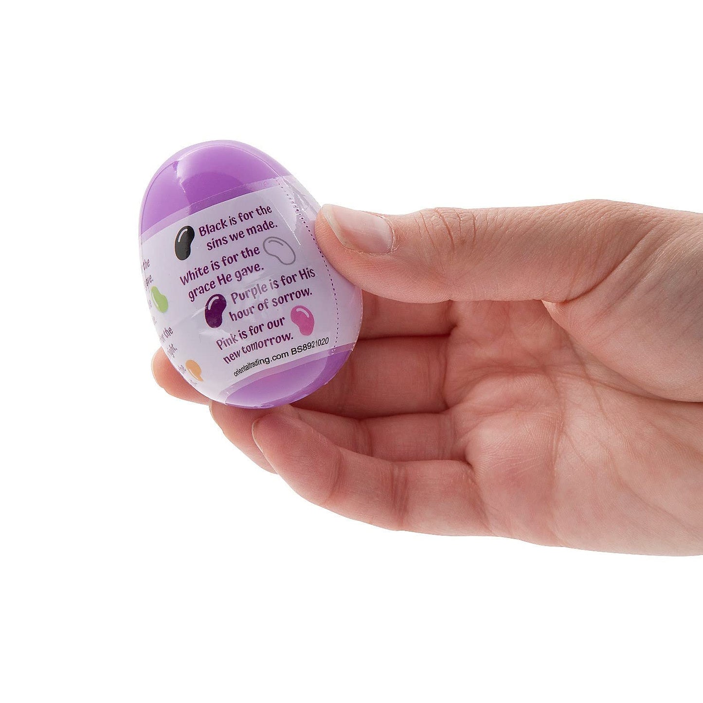2 1/4'' Jelly Bean Prayer Bracelet-Filled Plastic Easter Eggs, 24 Pieces