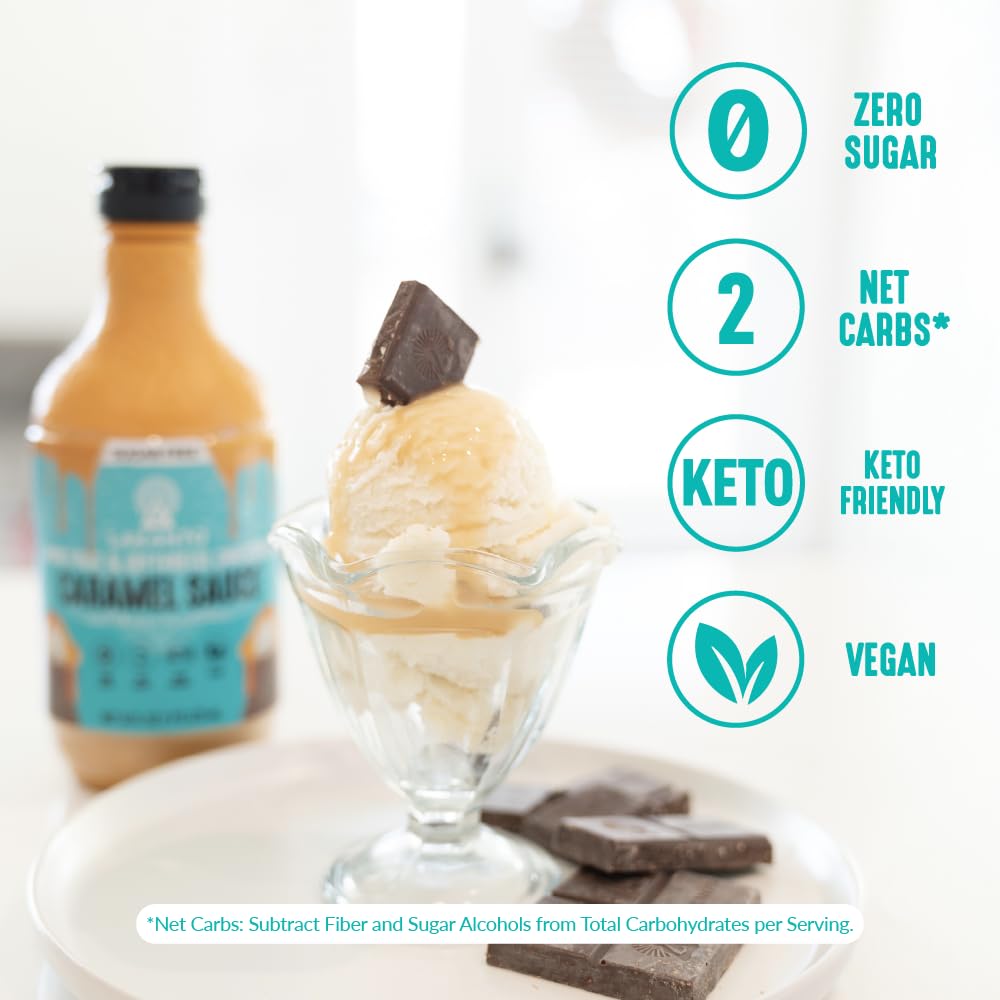 Lakanto Sugar Free Caramel Sauce - Perfect Topping for Brownies, Ice Cream, Milkshake, Smoothies, Coffee, Desserts, Monk Fruit S