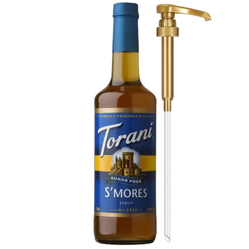 Torani Sugar Free Coffee Syrup, SMores Flavoring for Drinks, Zero Calorie, Glass Bottle with Pump Included, 25.4 Fl Oz