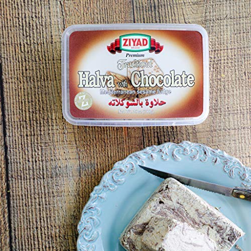 Ziyad Traditional Mediterranean Sesame Fudge Halva With Chocolate, Additives No Preservatives, 25 Oz