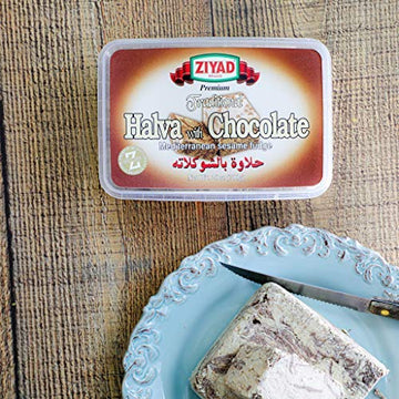 Ziyad Traditional Mediterranean Sesame Fudge Halva With Chocolate, Additives No Preservatives, 25 Oz