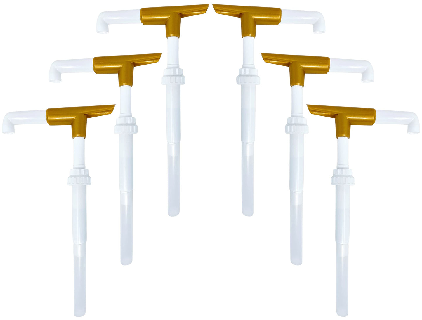 Good Times Coffee Co. Sauce Pump Dispenser for Ghirardelli Bottles, Plastic, Pack of 6, Fits 87.3 to 90.4 Ounce, Gold