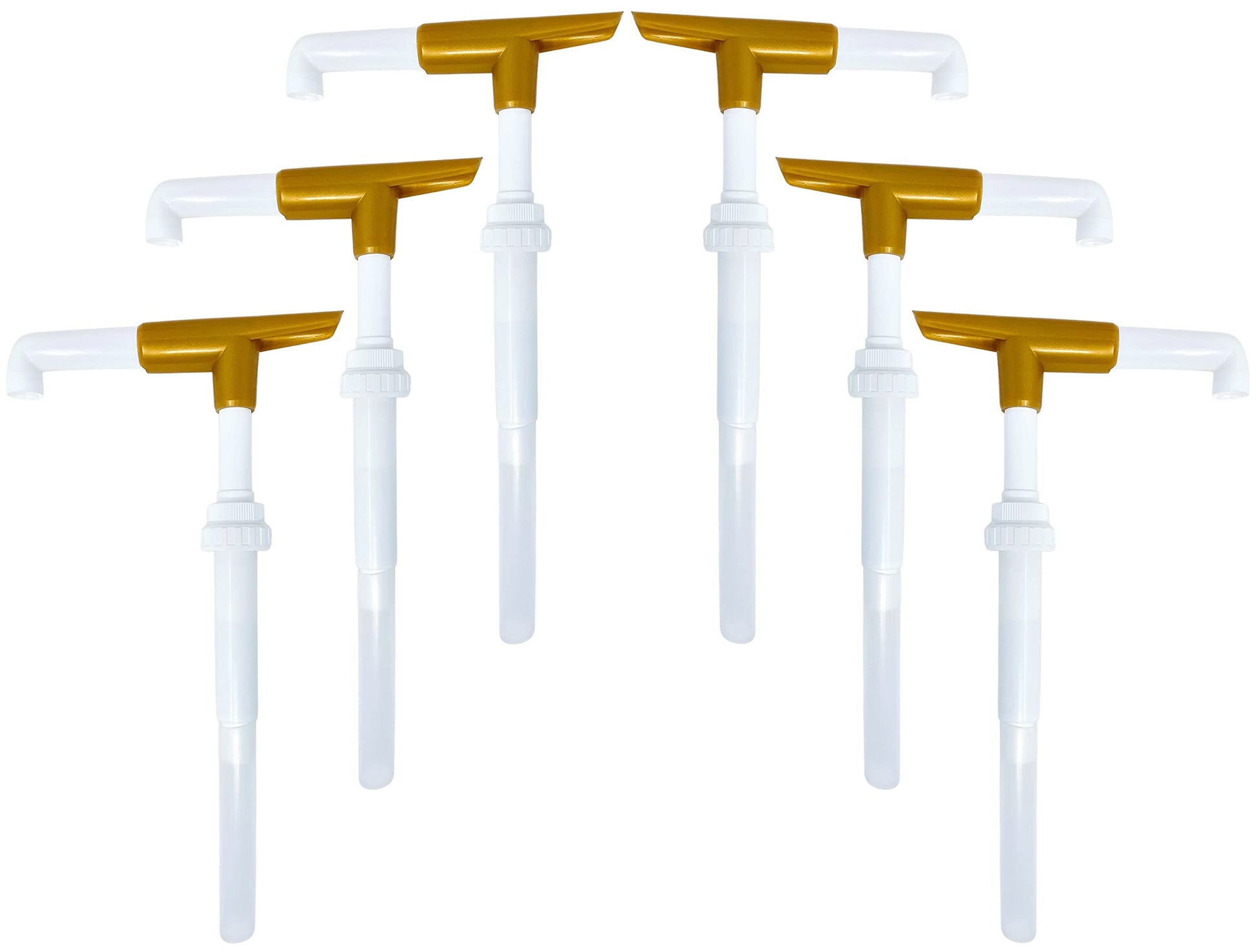 Good Times Coffee Co. Sauce Pump Dispenser for Ghirardelli Bottles, Plastic, Pack of 6, Fits 87.3 to 90.4 Ounce, Gold