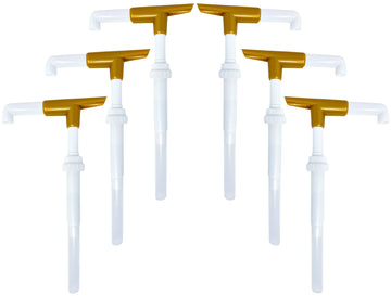 Good Times Coffee Co. Sauce Pump Dispenser for Ghirardelli Bottles, Plastic, Pack of 6, Fits 87.3 to 90.4 Ounce, Gold