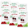 Simple Mixes Natural Gelatin Dessert, Cherry, Healthy Snack, Dye-Free, No Gluten or Fat, Kosher, 6 Pack