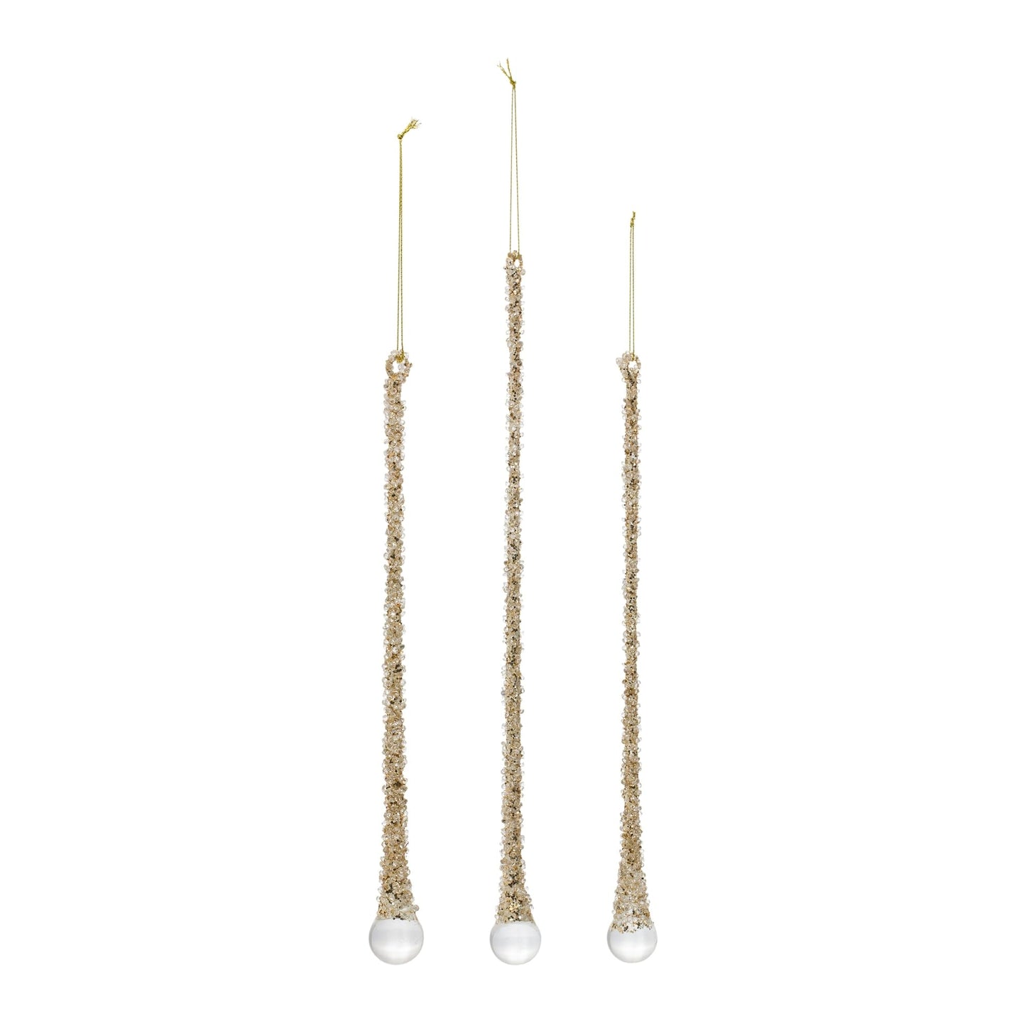 Melrose Icicle Drop Glass Ornaments Set of 3, 10-inch, 12-inch, 14-inch, Multi Color, Model 83716