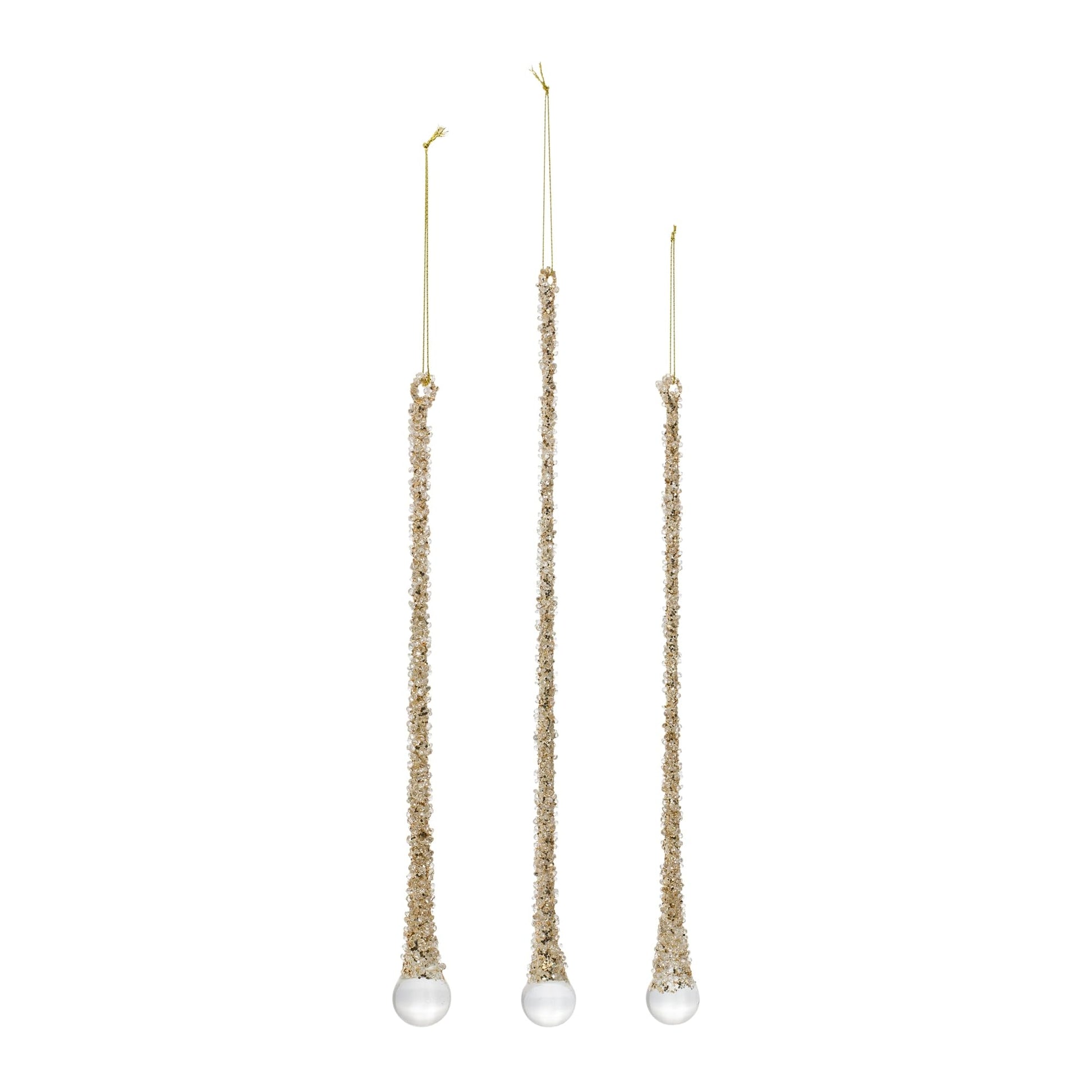 Melrose Icicle Drop Glass Ornaments Set of 3, 10-inch, 12-inch, 14-inch, Multi Color, Model 83716