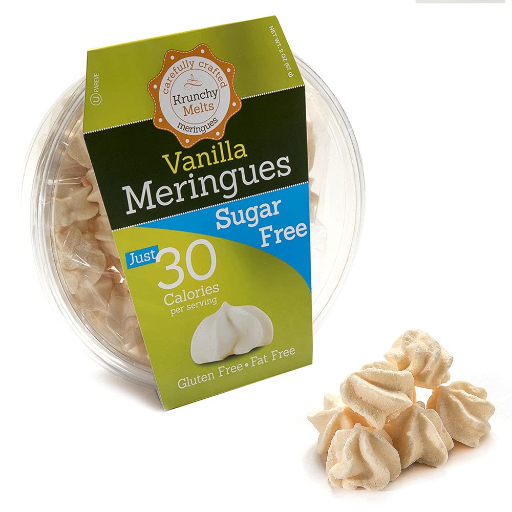 Krunchy Melts - Sugar Free Meringues - Vanilla Flavor - 2 Oz Tub