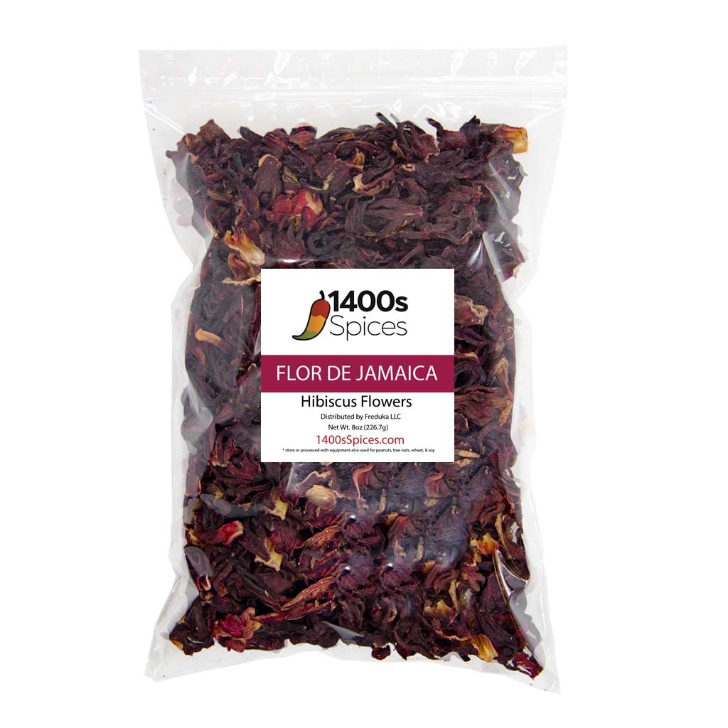 1400S SPICES Dried Hibiscus Flowers for Tea and Agua Fresca, 8oz Pack