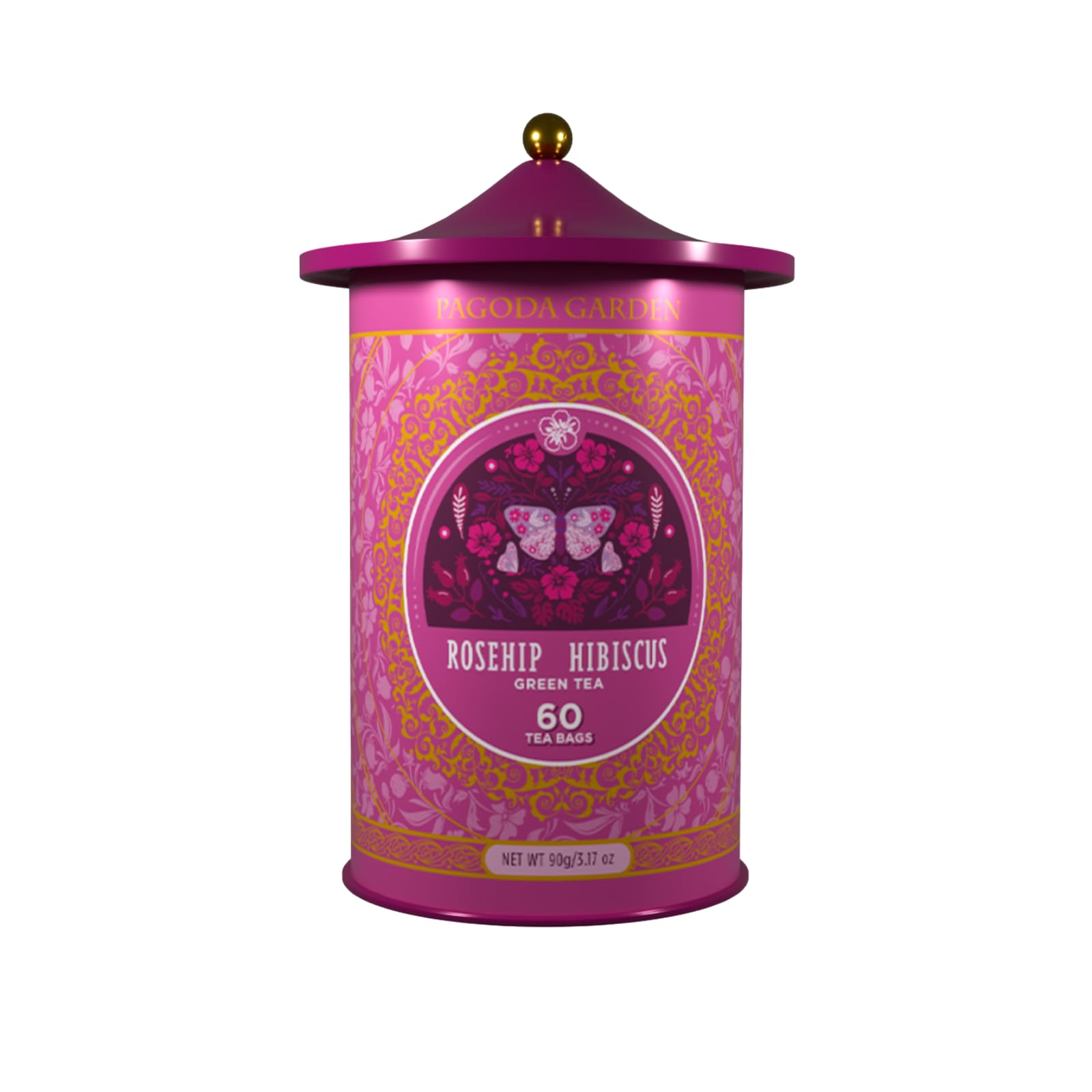 LIFE PLUS STYLE GOURMET Organic Herbal Tea, Rosehip Hibiscus Green Tea, 60 Bags, Caffeinated, Hot or Iced
