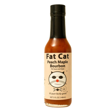 Fat Cat Peach Maple Bourbon Hot Sauce & Glaze, Sweet Savory Flavor, Mild Heat, 5 Fl Oz (Pack of 3), Gluten Free, Vegan, Keto Friendly