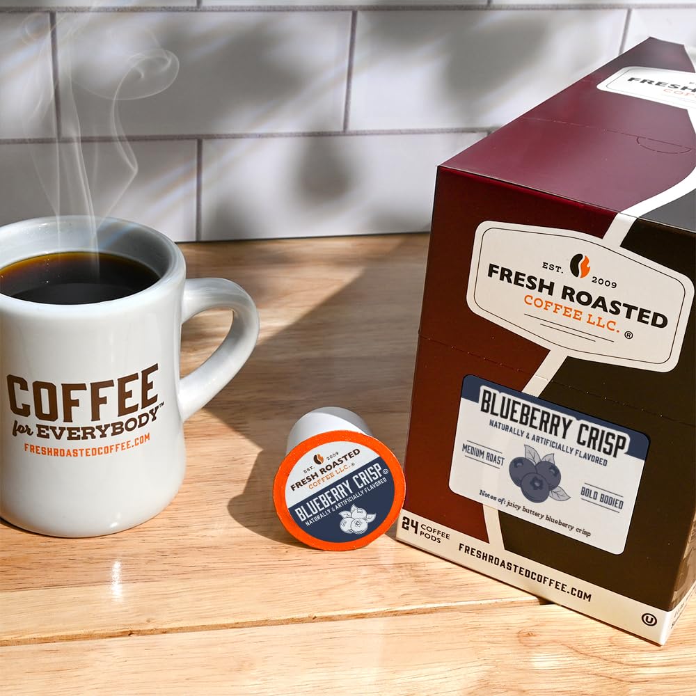 Fresh Roasted Coffee, Blueberry Crisp, Flavored Coffee Pods, 24 Count