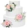 Rinlong 3Pcs Pre-made Blush Pink Cake Flowers Decorations Flower Cake Topper Butterfly Cake Decorating Flowers for Wedding Sweet
