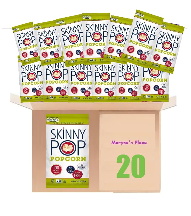 Maryses Place Skinny Of Pop Individual Popcorn Snacks, 0.65 oz Bags, 20 Count, Original Flavor, Gluten Free