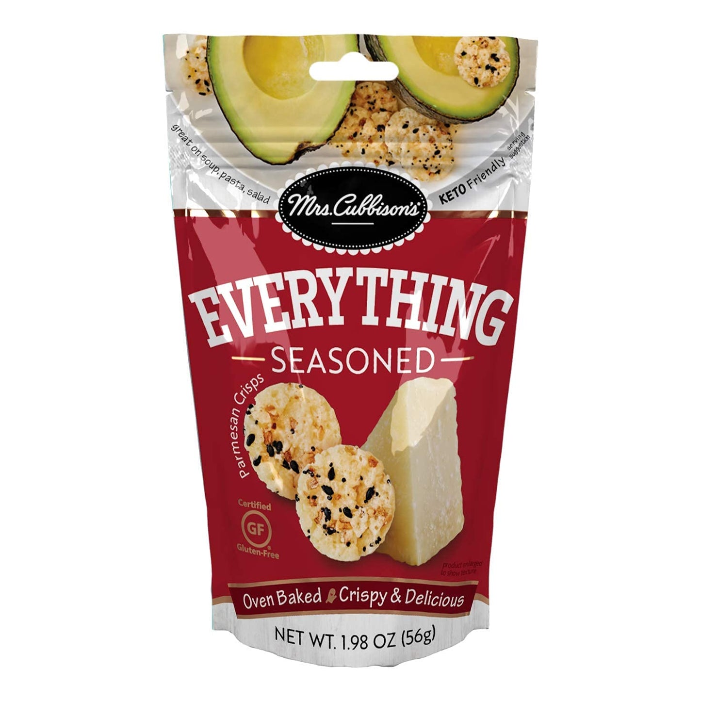 Mrs. Cubbison s Cheese Crisps| Everything Seasoned | 1.98 Ounce, Pack of 9 | 100% Real Cheese | Keto Friendly | Great for Snack