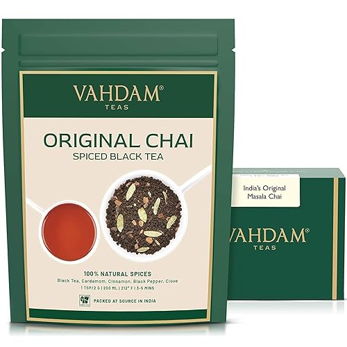 Vahdam, India'S Original Masala Chai Tea Loose Leaf (50 Cups/3.53Oz) Blend Of Black Tea  Cinnamon, Cardamom, Cloves & Black Pepp