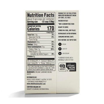 365 by Whole Foods Market Organic Unsalted Garbanzo Beans, 13.4 Ounce - Healthy Plant-Based Protein, Non-GMO, Vegan, Gluten-Free