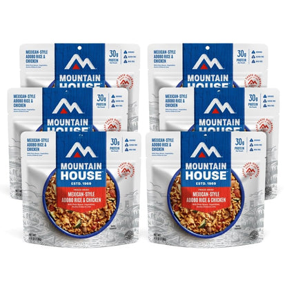 Mountain House Gluten-Free Mexican-Style Adobo Rice & Chicken Freeze-Dried Food for Camping, 12 Servings, 30-Year Shelf-Life